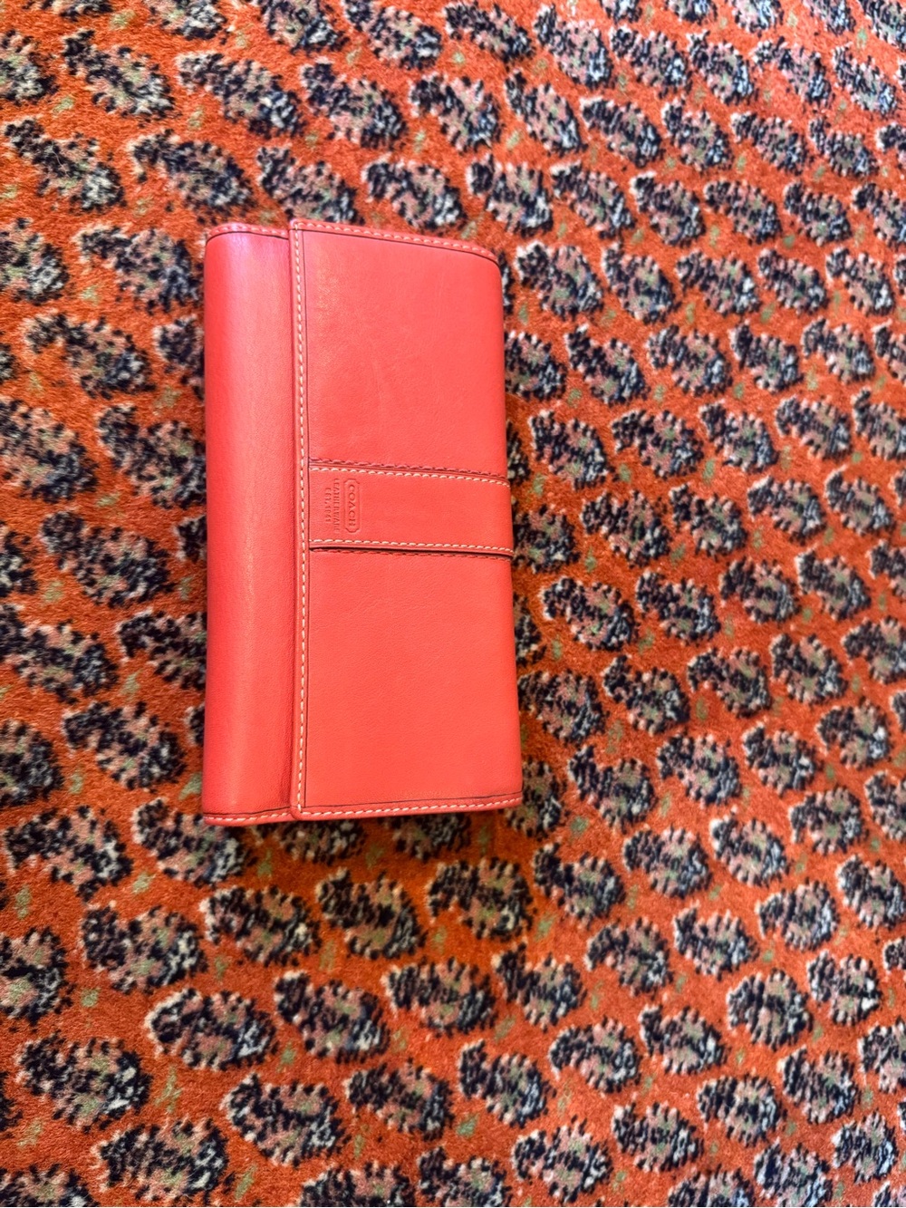 Coach orange/coral Leather Wallet